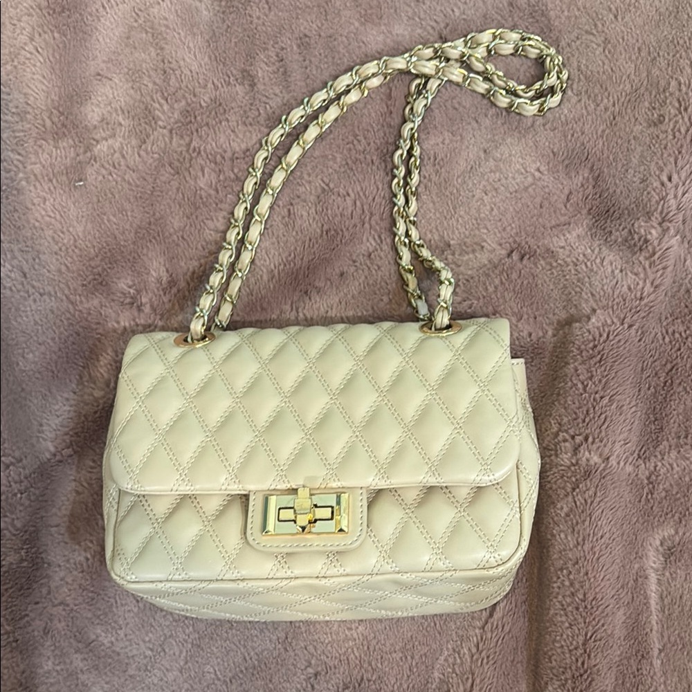 Aldo Cream Quilted Chain Bag